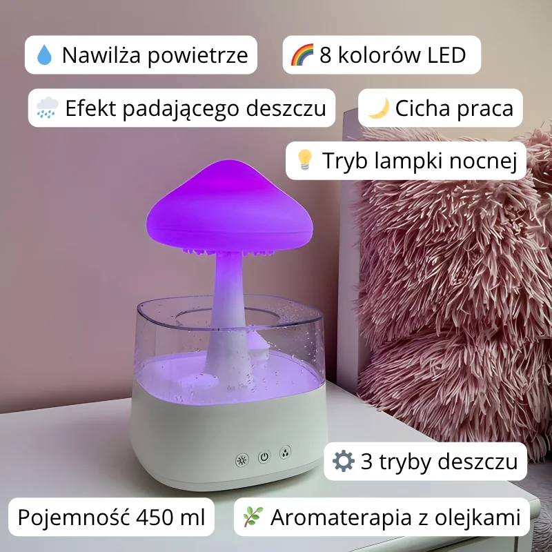 NocnyGrzybek - Nawilżacz powietrza z lampką nocną - obrazek 2